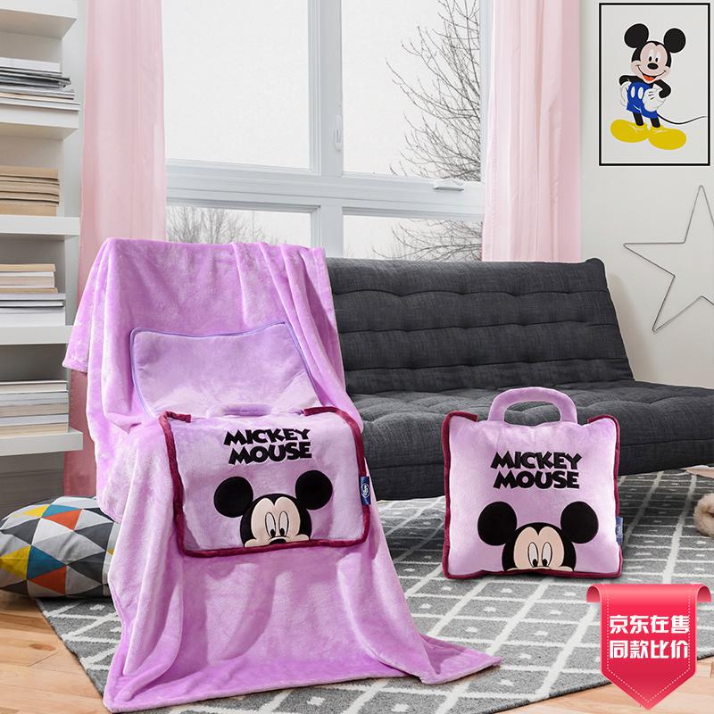 迪士尼 可爱米奇抱枕被子两用多功能靠枕靠垫折叠午睡毯子空调被